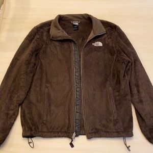 NORTH FACE Brown Furry Fleece Jacket Brown L
